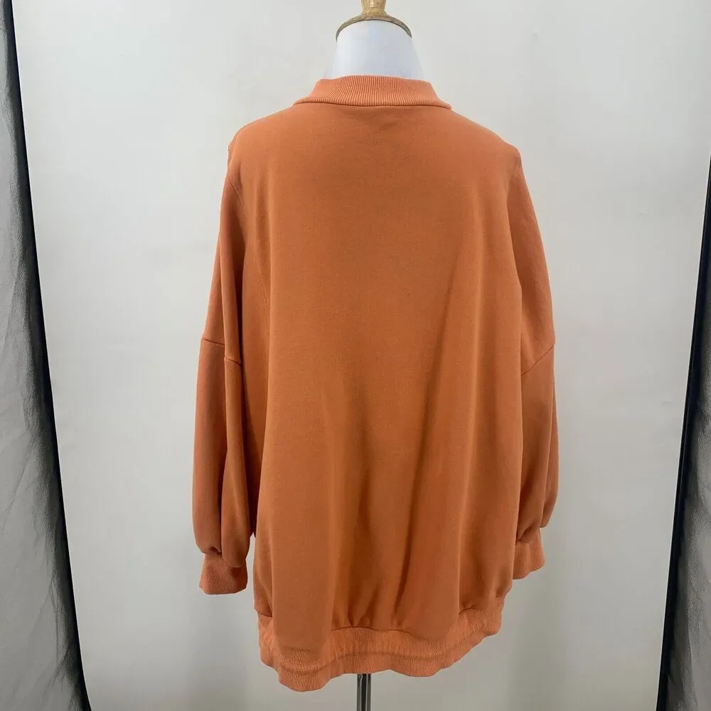 Nap Loungewear Oversized Sweater Womens M Medium Pumpkin Mock Neck Patch Pocket